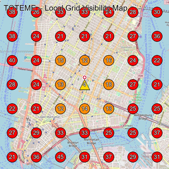 TOTEME GeoGrid visibility map for Clothing Store in New York